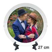 Porselen Beyaz tabak - Çapı 27 cm - baskı alanı 25 cm + karton kutu + tasarım + baskı