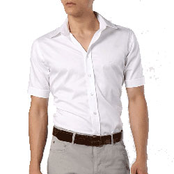 Kısa Kol Beyaz ERKEK Gömlek - Öne A5 Logo ve Yazı  Baskı